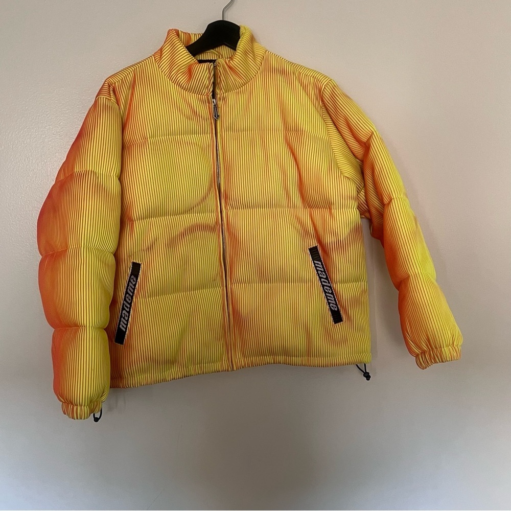 MadeMe New York Lenticular Yellow Mesh Puffer Coat Women Small - Picture 3 of 10